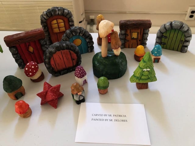 Sr. Patricia carved these whimsical creations and Sr. Delores painted them